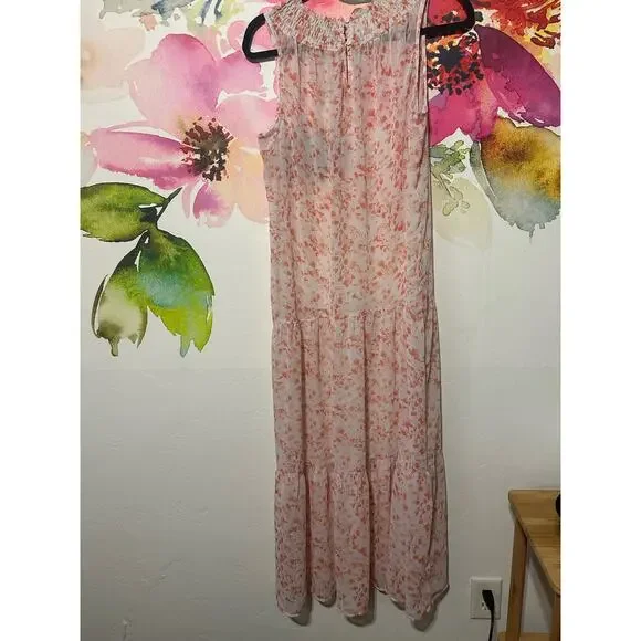 Simply Vera - Vera Wang - Sheer Floral Long Summer Dress - Size M - Picture 5 of 6